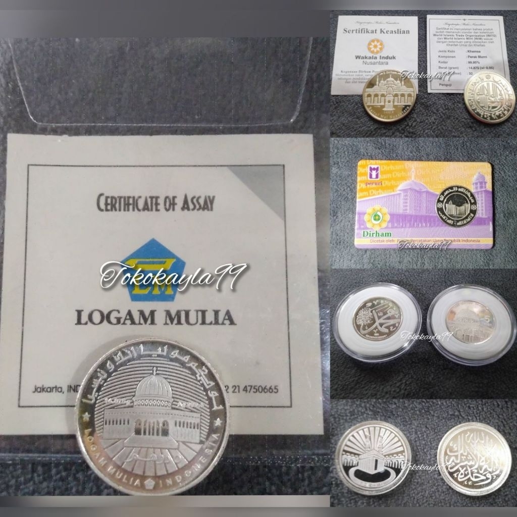 5 Dirham Antam - 10 Dirham IMN - 2 Dirham The Hajj - 2 Dirham Ternate - Silverium 9.9 - 5 Dirham Per