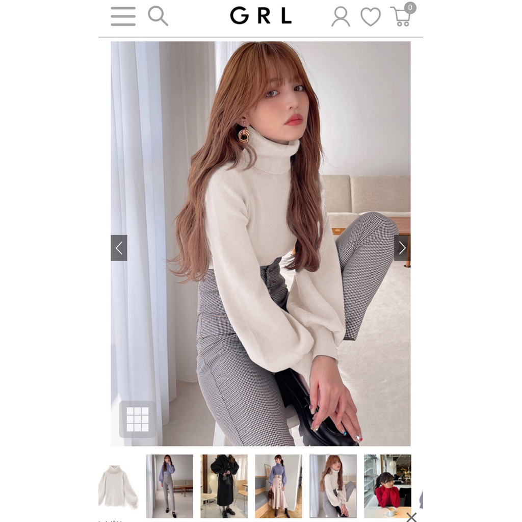 GRL atasan rajut puffy rib panjang pita balon - puffy knit top - rajut lengan balon pita - atasan ri