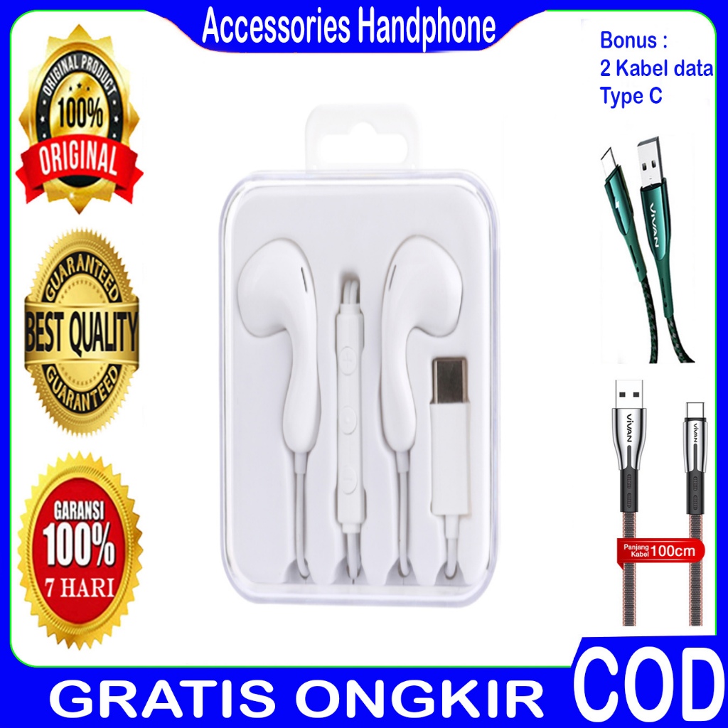 MINISO Earphone Headset Elegance Series Type-C in Ear - Bonus 2 Kabel Data Type C