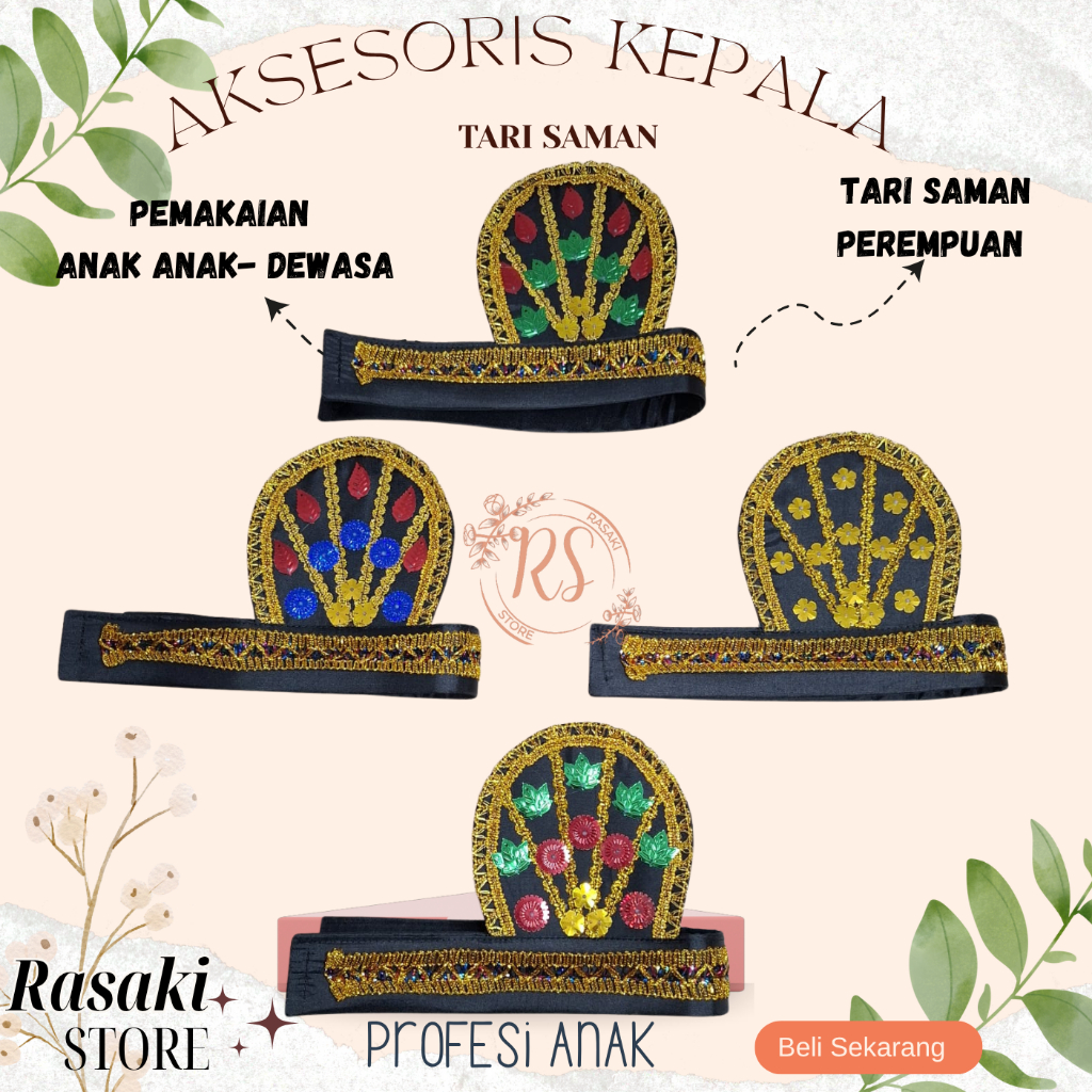 Accessories Tari Saman Perempuan Anak dan Dewasa / Perlengkapan Pentas Tari Mahkota tari saman Banda