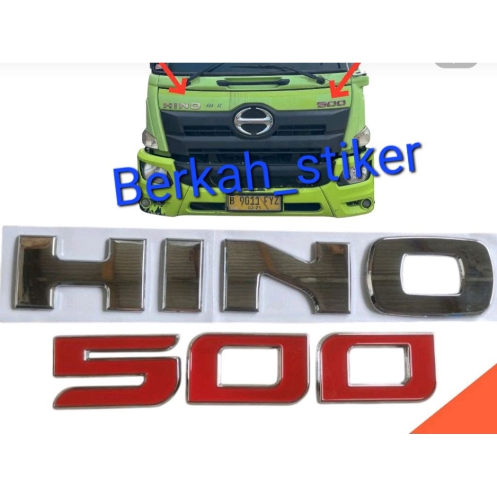emblem timbul kap mesin HINO 500/emblem tulisan hino 5o0/emblem hino 500
