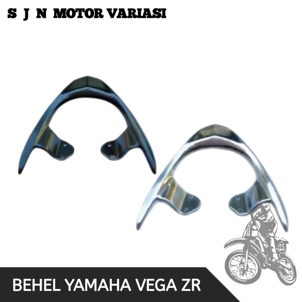Behel Vega ZR Begel Planger Belakang Yamaha Vega-ZR Alumunium Warna Hitam dan Silver Chrome SJN Moto