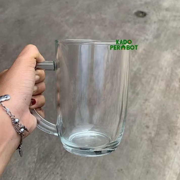 Gelas Kopi Besar - Gelas Es Gendut - Gelas Kaca Jumbo - Gelas Gagang Kaca Gelas Air Minum 420 ml M15