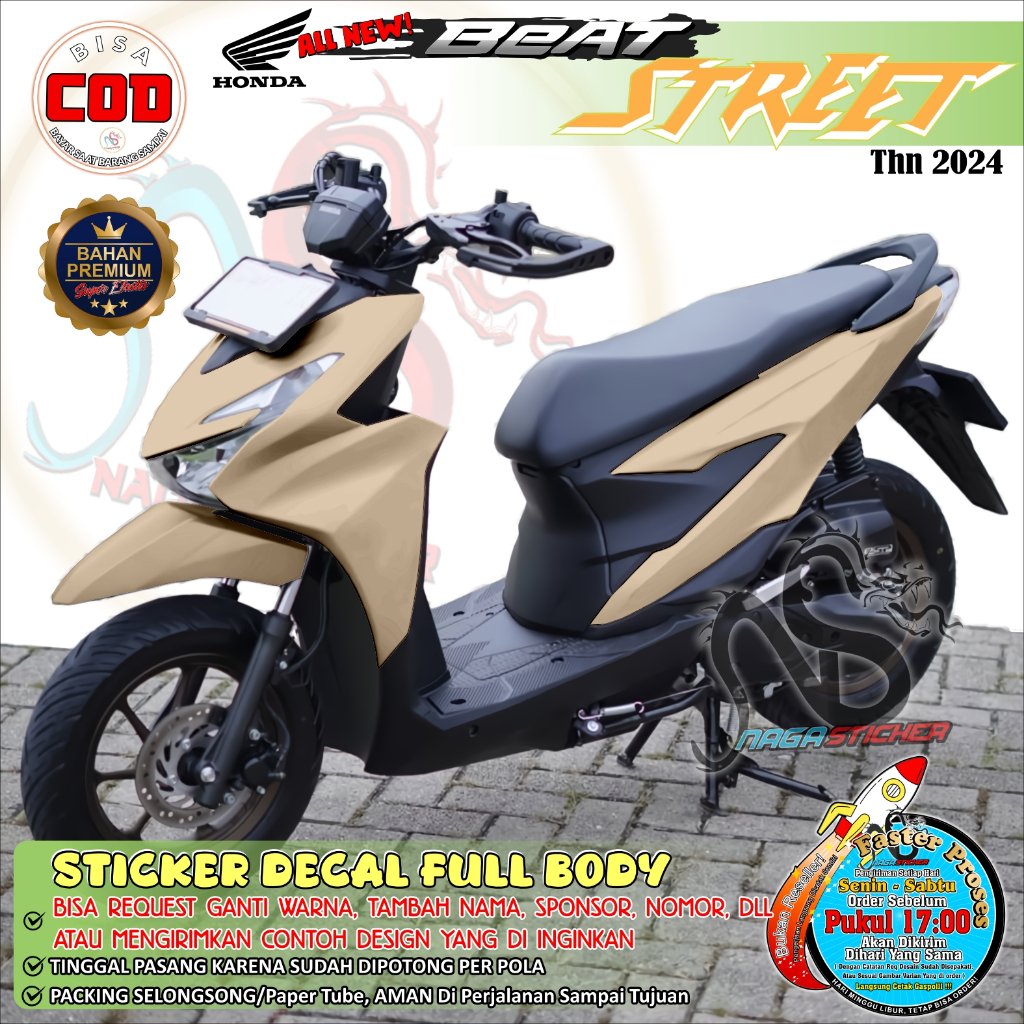 (COD) Decal Sticker Motor Full Body Honda Beat Street 2024 Motif POLOS SA10500 Desain Custom