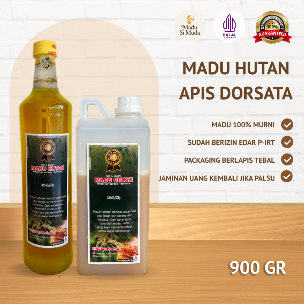 Madu Hutan Lebah Apis Dorsata 900gr Madu Murni 100% Asli Raw Honey Halal Madu Hutan Banyuwangi