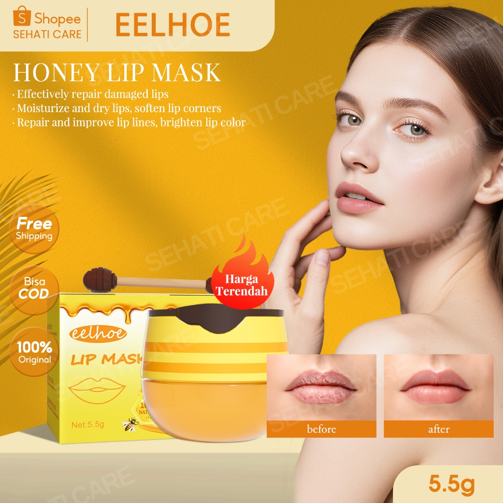 EELHOE Honey Lip Mask 5.5g Masker Bibir Madu Meningkatkan Garis Bibir Mencerahkan Warna Bibir Moistu