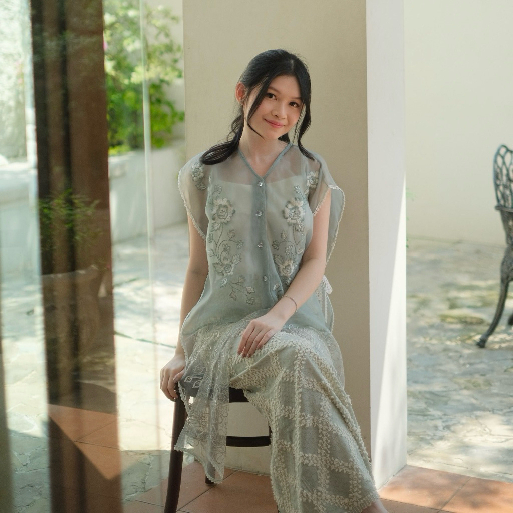 FLO TUNIK | mewah cantik elegan kondangan pesta kekinian brokat lace organza