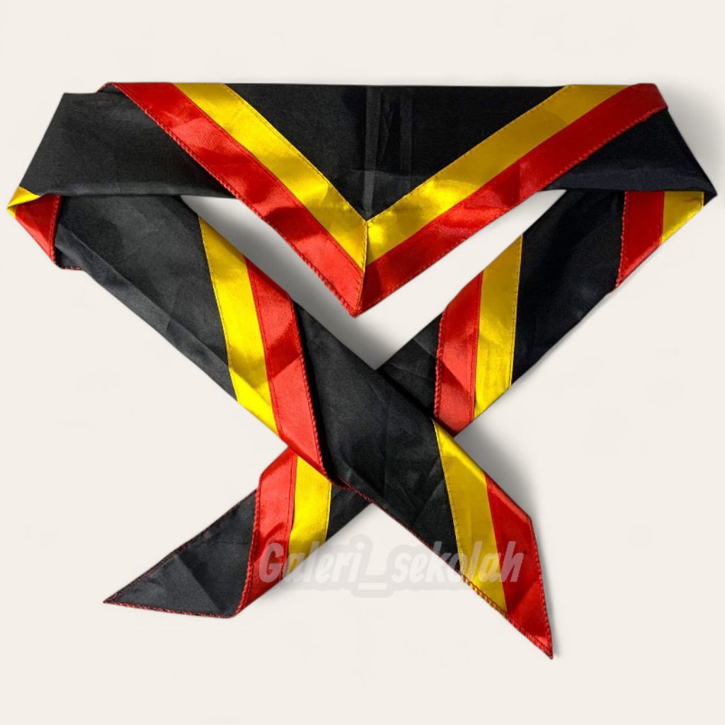 HASDUK PRAMUKA 3 WARNA - HASDUK PRAMUKA HITAM LIS KUNING MERAH - SCRAF PRAMUKA