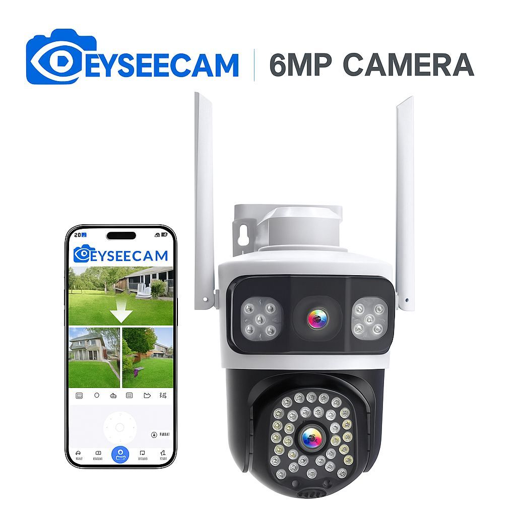 CCTV Triple Camera CCTV Outdoor WIFI 6MP Triple Screen Dual Lens Camera Dual Kamera CCTV WIFI Jarak 