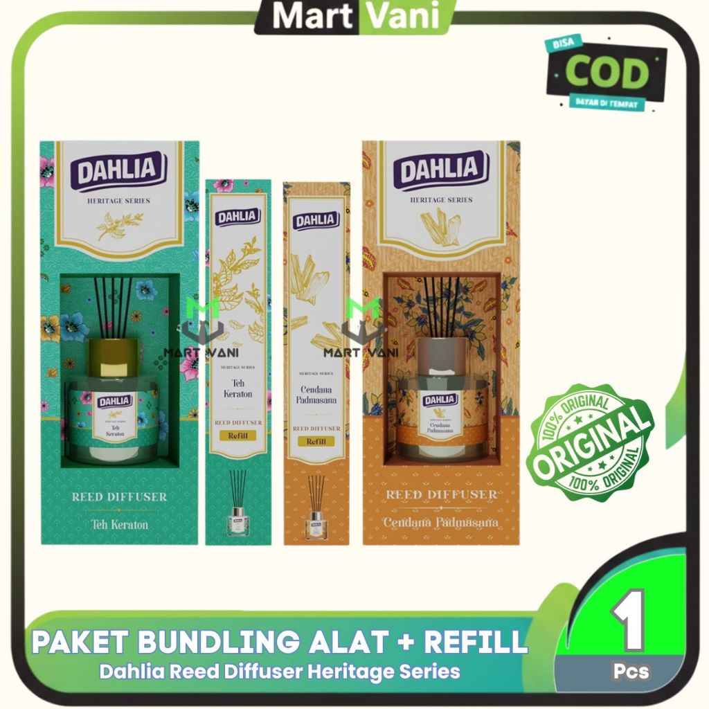 PAKET BUNDLING DAHLIA REED DIFFUSER ALAT + REFILL - DAHLIA REED DIFFUSER HERITAGE SERIES
