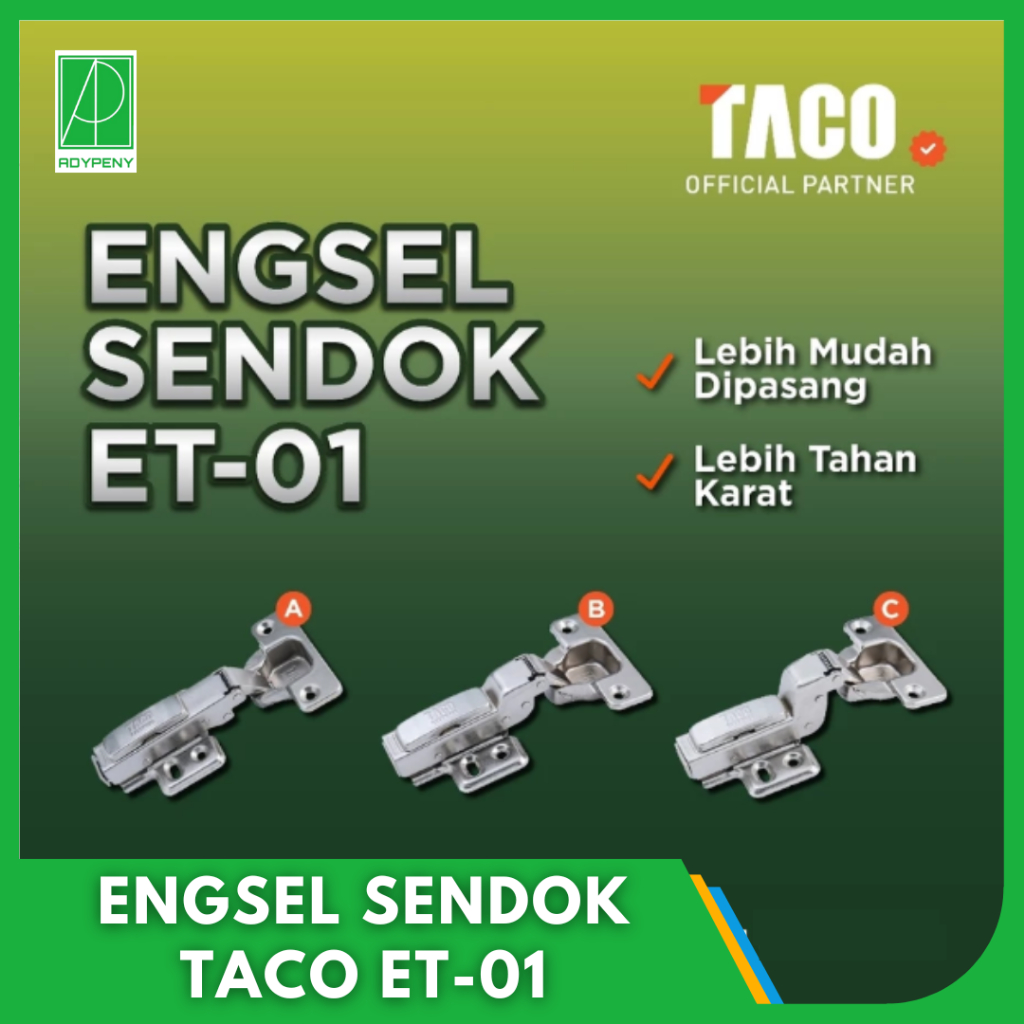 TACO Engsel Sendok Slow Motion ET - 01 Engsel Lemari Taco slow motion Varian ABC Per Pasang