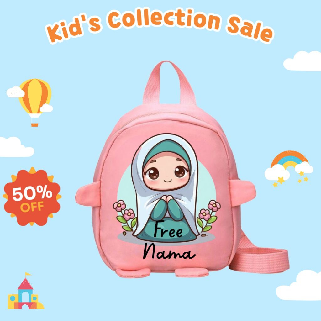 Tas Mini Anak - Tas Paud Motif Mengaji Anak Perempuan Free Nama