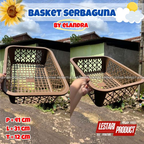 ( 6 PCS ) KERANJANG BASKET SERBAGUNA I KERANJANG SEGI LOUNDRY ELANDRA | KERANJANG COKELAT | RIGEN | 
