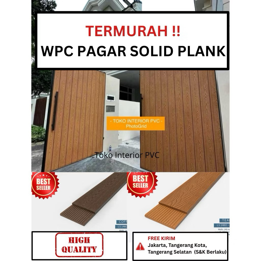 Pagar Kayu WPC Tahan Air Dan Jamur Sauna Board Plank Fence Minimalis Solid Board List Plank Full Pla
