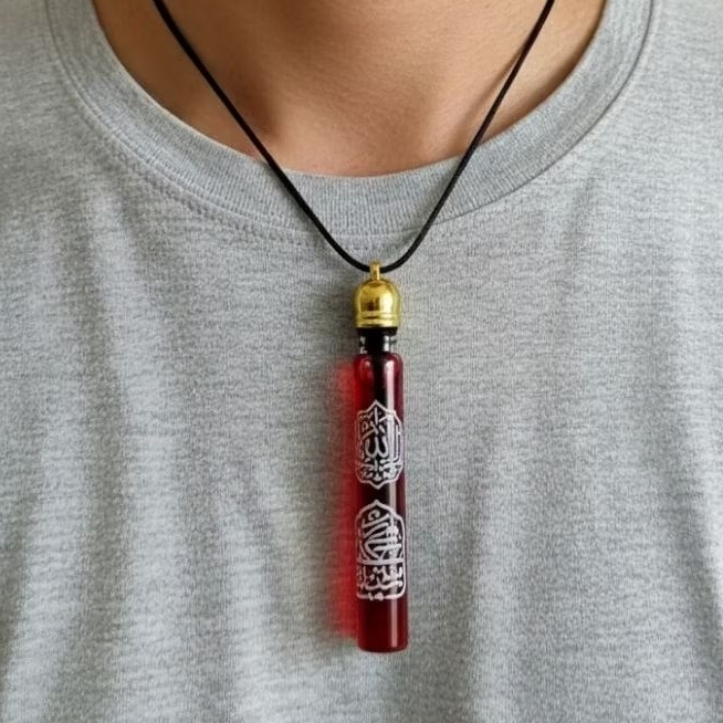 Kalung Liontin Tabung Kaca Kaligrafi Parfum Ukuran 5ml