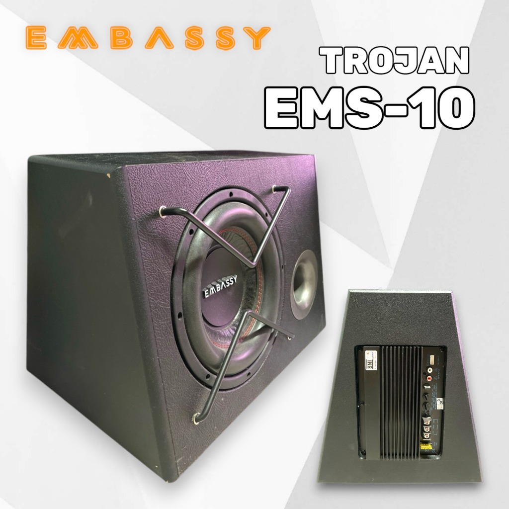 Subwoofer Aktif 10 inch BASSBOX Embassy Trojan EMS-10 Speaker Mobil Car Audio