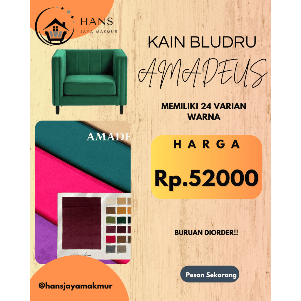 KAIN BLUDRU MERK AMADEUS, KAIN UNTUK SOFA/DIPAN