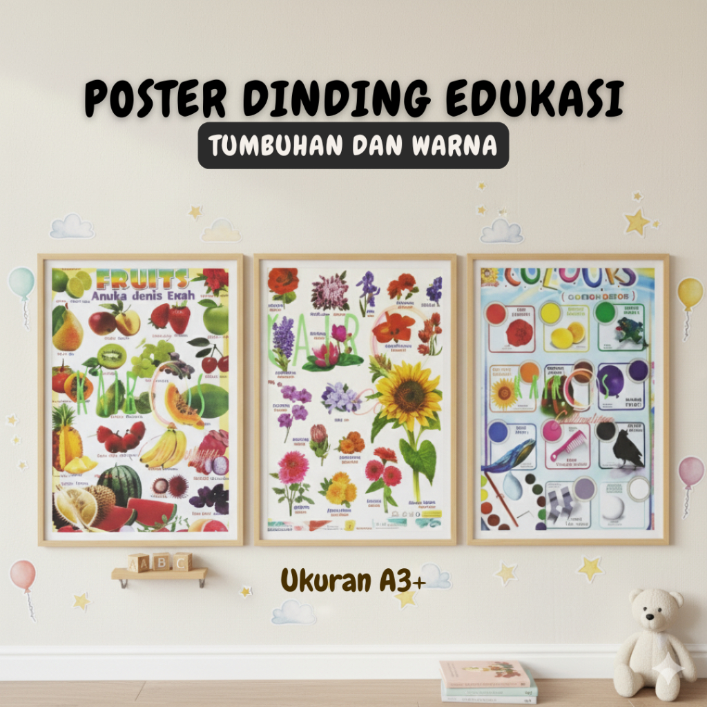 Poster Dinding Edukasi Buah Sayur A3 Karton Tebal