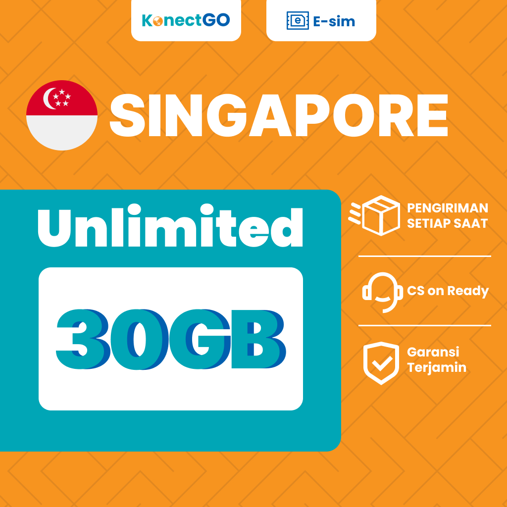 Paket Data KonectGO Unlimited Singapore 30 Hari (eSIM)