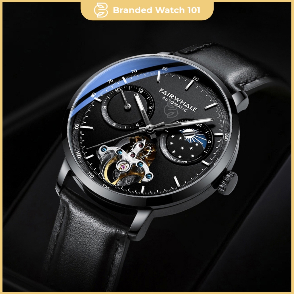 ORIGINAL Jam Tangan Pria Mark Fairwhale 6020 Tourbillon Moonphase Automatic Jam Pria Otomatis