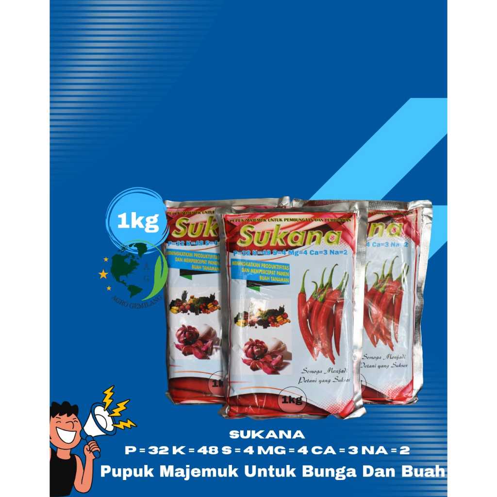 TERMURAHHHHH Pupuk Nutrisi Majemuk Untuk Perangsang, Pembungaan & Pembuahan MG SUKANA Kemasan 500Gr 
