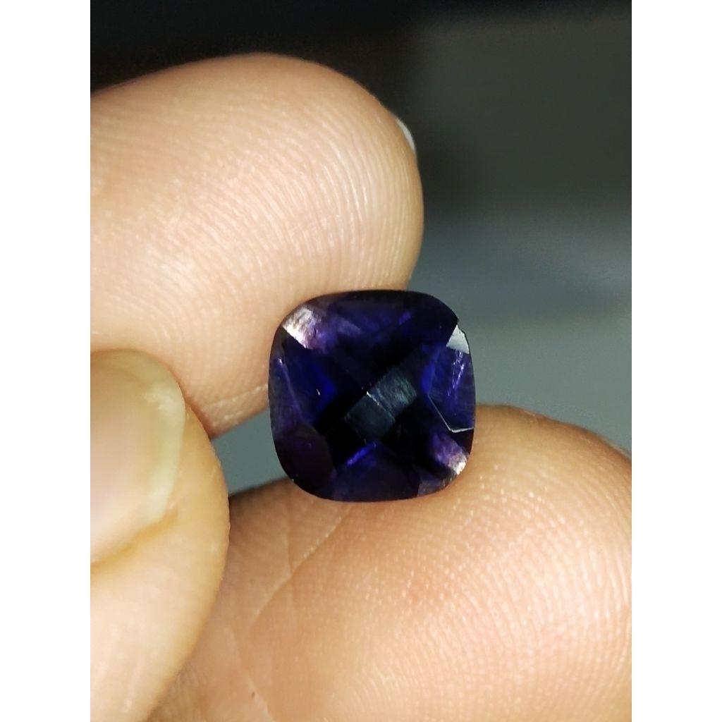 Natural Iolite Memo 8 x 8 x 5 mm 1.9 Ct Blue Sapphire Air Srilanka Cushion Checkerboard Cutting NTD 