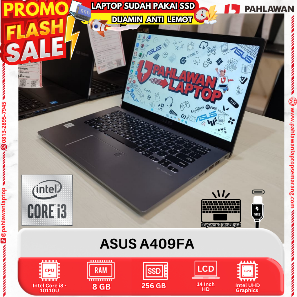 LAPTOP ASUS A409FA CORE I3 GEN 10 RAM 8GB SSD 256GB