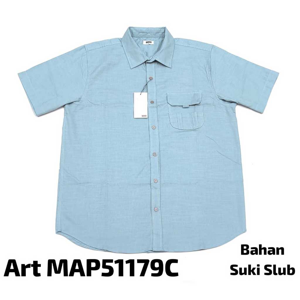 Kemeja Pria Cotton Suki Slub Original M231 Lengan Pendek