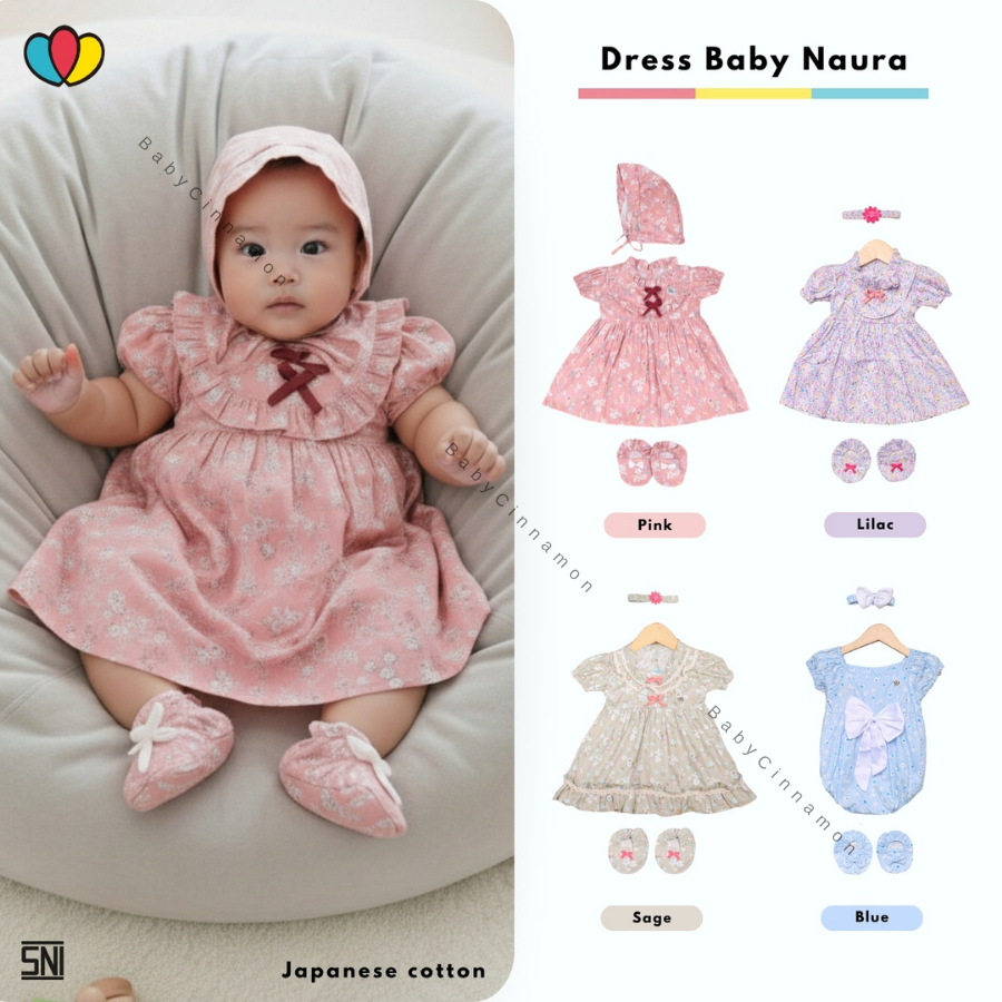 (3in1) Dress Baby Naura GRATIS BANDANA & SEPATU / Setelan Anak Perempuan Baju Girl Set Kado Jumper D