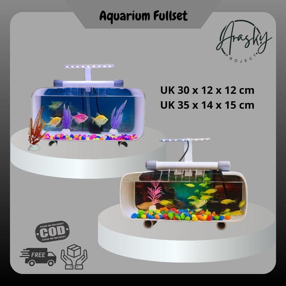 Aquarium akrilik minimalis fullset pompa filter