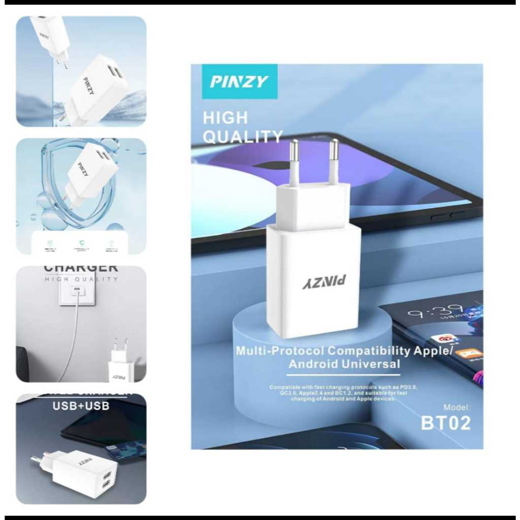BATOK ADAPTER PINZY BT01 DAN BT02 2.4A SMART INTELIJEN CHARGER