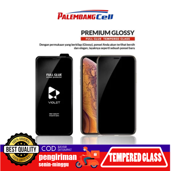 TEMPERED GLASS VIOLET PREMIUM GLOSSY FOR IPHONE (6, 7, 6+, 7+, X, XR, 13, 15, 15PM)