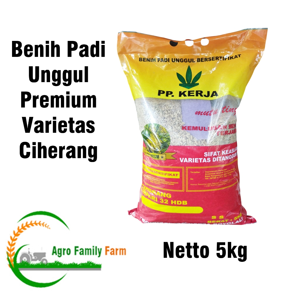 Benih Padi PP Kerja Premium 5kg Bibit Unggul Premium HDB PP Kerja Varietas Ciherang