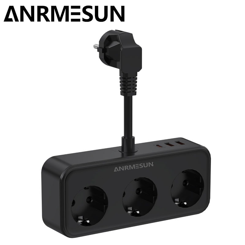 Anrmesun Stop Kontak Power Strip 3 Socket 2UC+1AC Power Strip Stop Kontak Multi Outlets