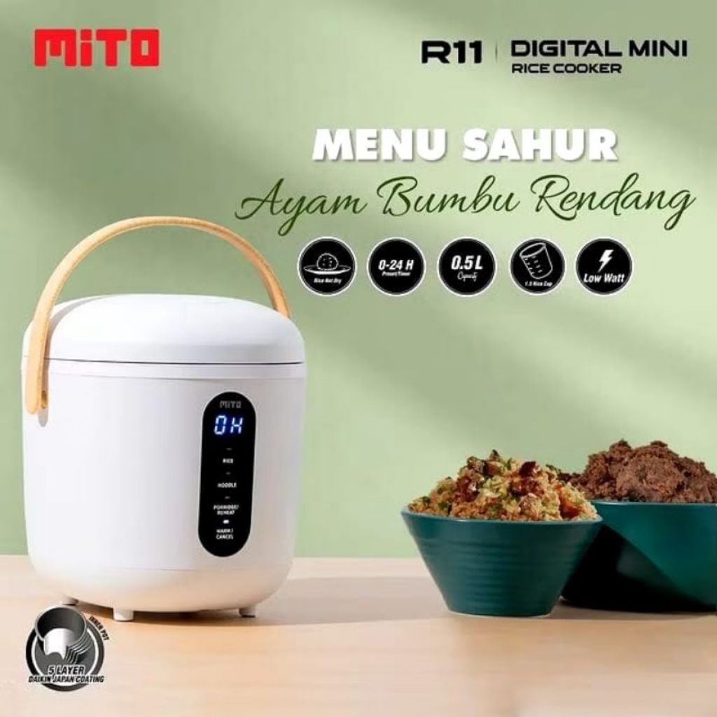 MITO R11 Digital Wood Mini Rice Cooker 0.5 Liter