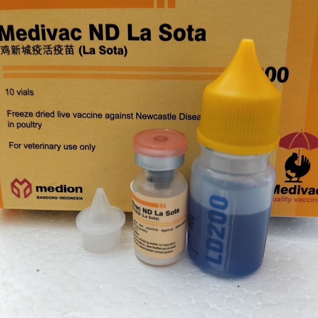VAKSIN ND LASOTA DOSIS 200 EKOR + PELARUT MEDIVAC MEDION - Vaksin Ayam Tetes Mata Nd Lassota Tetelo