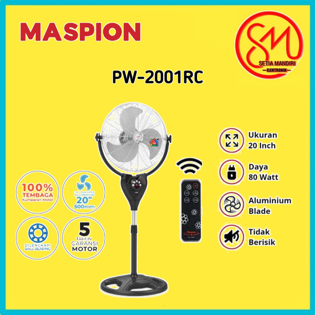 MASPION POWER FAN / KIPAS ANGIN BERDIRI PW 2001 RC 20 INCH