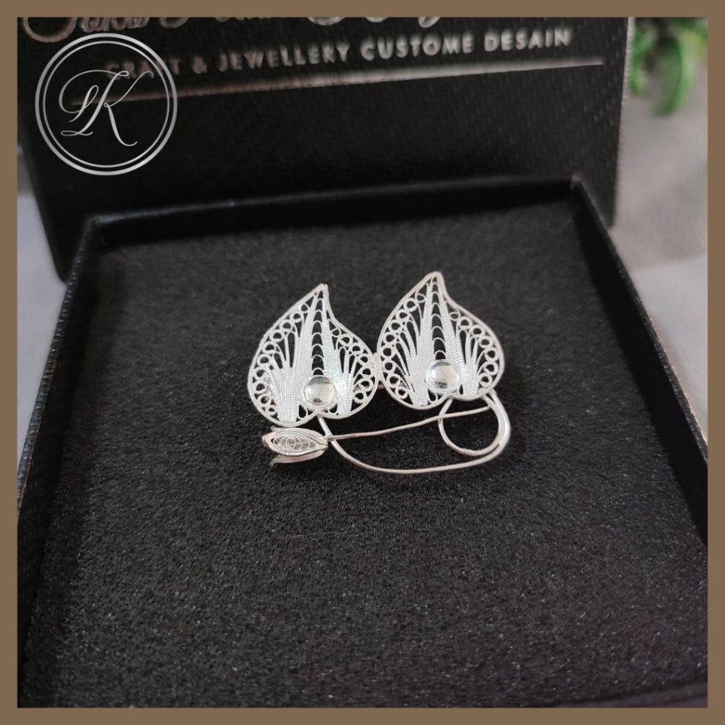 Bros Jilbab Eksklusif Silver 925 Perak jogja model daun