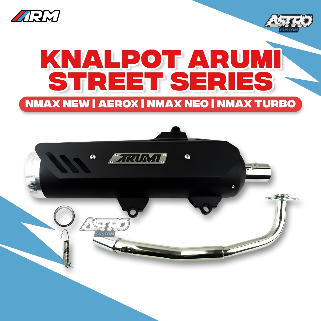 Knalpot Arumi Nmax 155 Aerox 155 New Neo Turbo Tameng Hitam Street Series Full CNC Kenalpot Racing