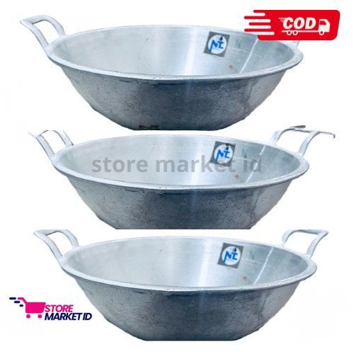 Wajan/kuali/katel Cekung super tebal bagus murah bahan alumunium No.22 & No.24