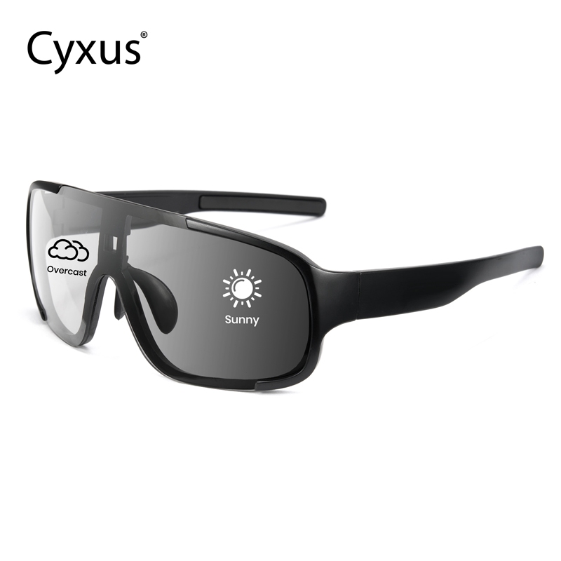 Cyxus kacamata photochromic Anti Silau Siang Dan Malam Hitam Uv400 Sport Impact Glasses Wanita/Pria 