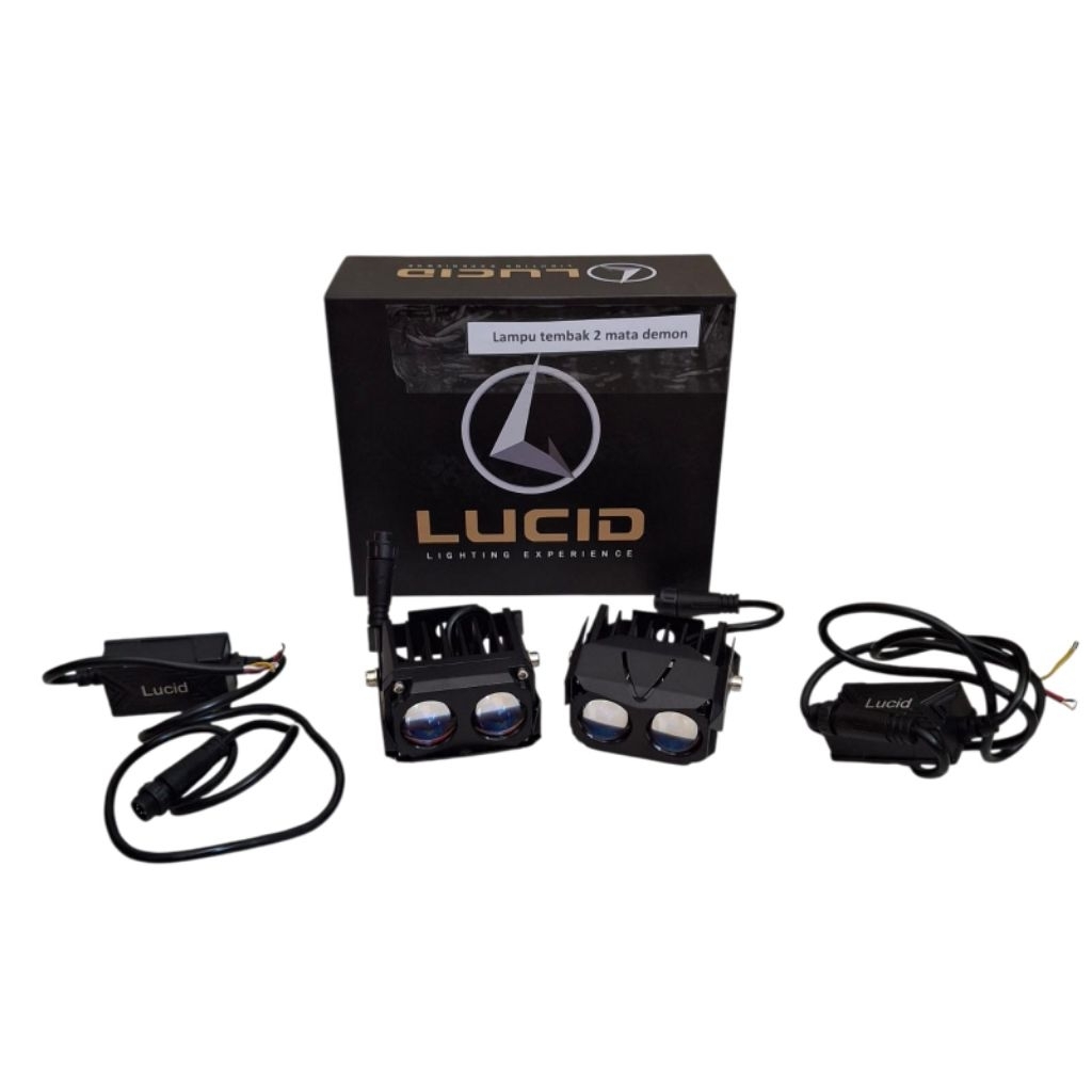 Lampu led tembak 2 mata lampu led mini projector 2 mata with demon lucid pro II