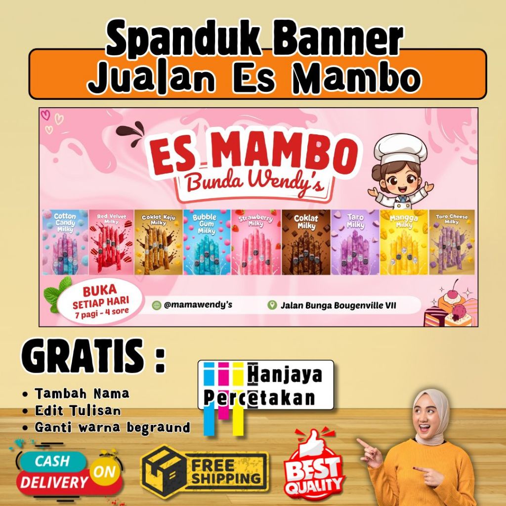 SPANDUK JUALAN MINUMAN  | BANNER JUALAN ES MAMBO VIRAL