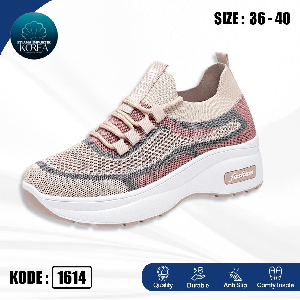 K614 Free Box Sepatu Sport Wanita Impor Premium Sepatu Jogging Sneaker Rajut Slip On SG1614 LV0157