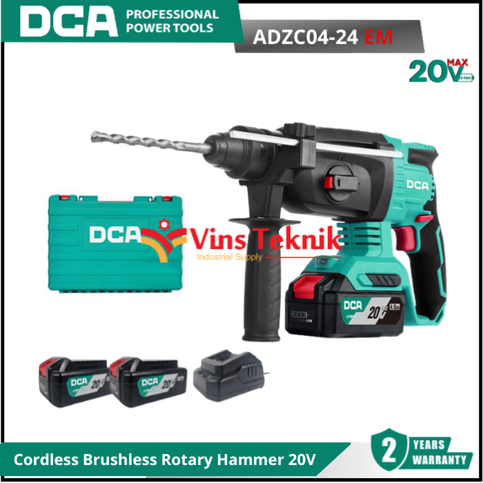 DCA ADZC04-24EM Mesin Bor Beton Cordless Brushless Rotary Hammer 24MM 20V ADZC04-24 EM