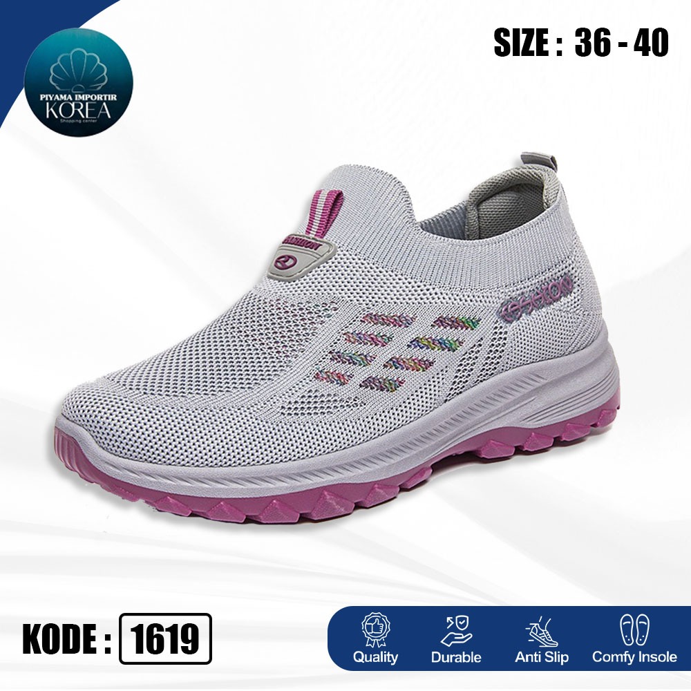 K619 Free Box Sepatu Lari Wanita Impor Premium Sneaker Rajut Slip On Sepatu Olahraga Jogging SG1619 