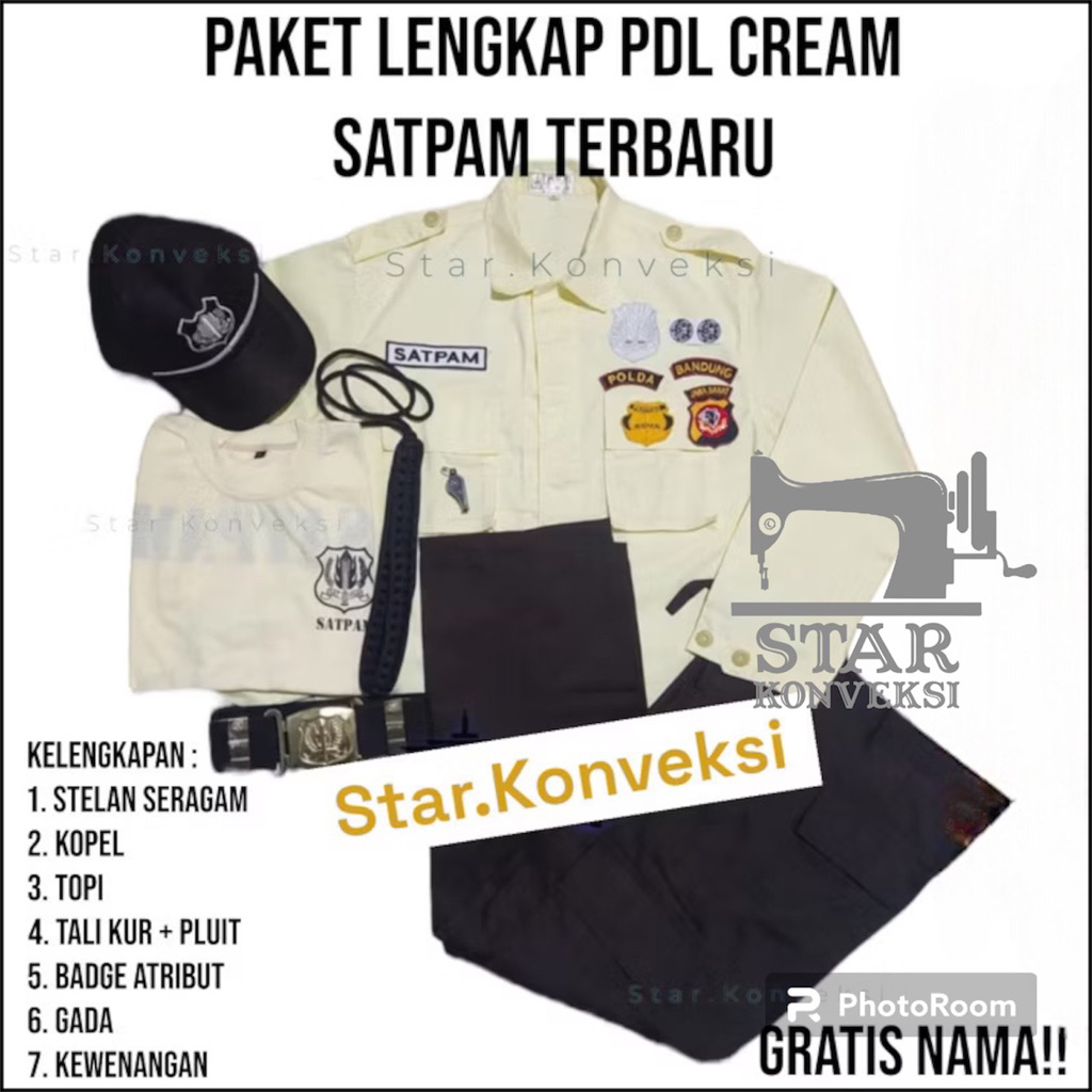 Baju Seragam Satpam Cream Terbaru PDL PDH SATPAM CREAM TERBARU