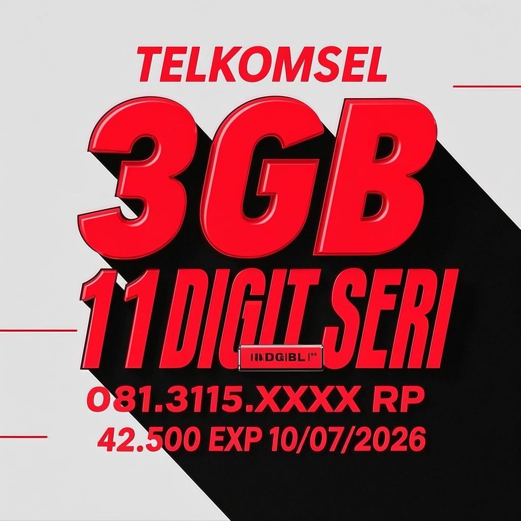 Kartu Perdana TELKOMSEL 11 DIGIT 3GB ( Nomor ACAK/RANDOM )