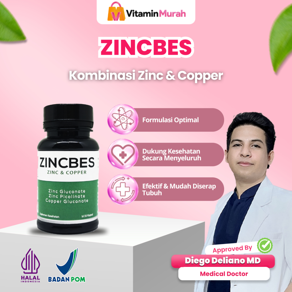 ZINCBES SUPLEMEN KESEHATAN ISI 30 KAPSUL - ZINC & COPPER - PICOLINATE