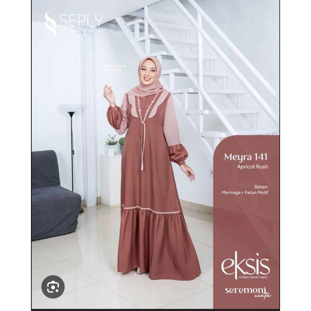 meyra 141 apricot gamis seply promo murah